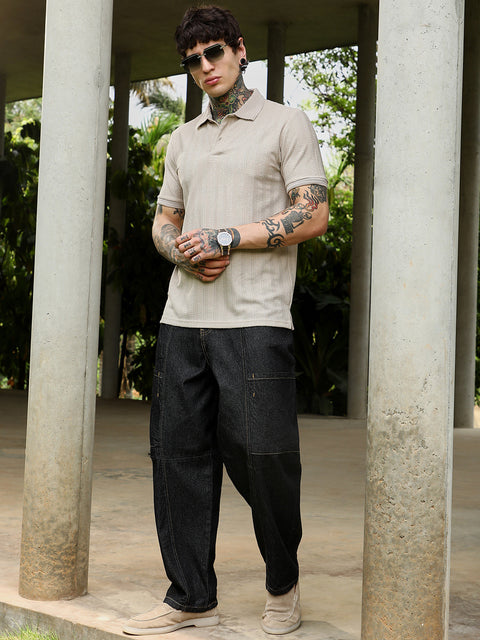 Behookd Texture-Lined Polo T-Shirt