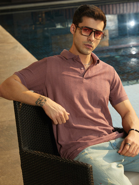 Game Face Texture-Lined Polo T-Shirt