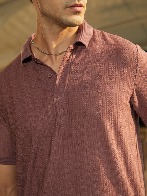 Game Face Texture-Lined Polo T-Shirt