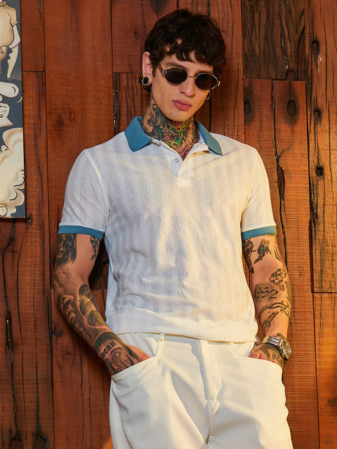 Game Face Contrast Texture Polo T-Shirt