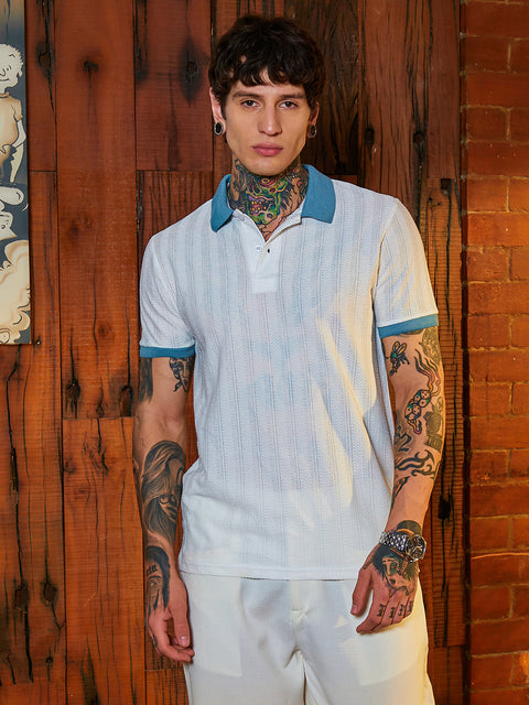 Game Face Contrast Texture Polo T-Shirt