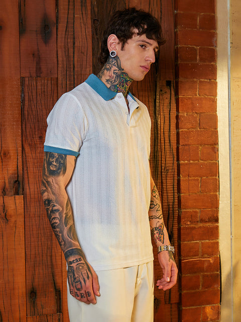 Game Face Contrast Texture Polo T-Shirt