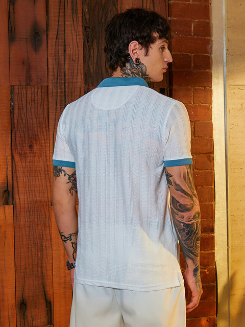 Game Face Contrast Texture Polo T-Shirt