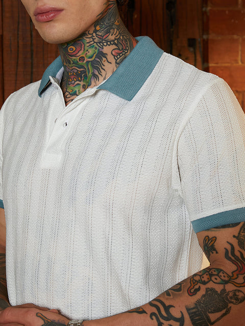 Game Face Contrast Texture Polo T-Shirt