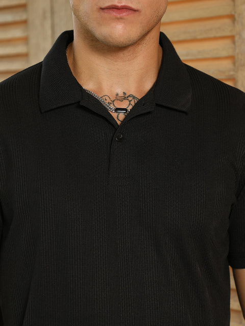 CAHOOT Ribbed -Tactile Polo T-Shirt