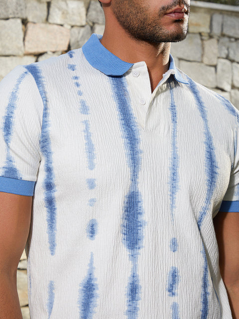 Face Card Tie-Dye Tactile Polo T-Shirt
