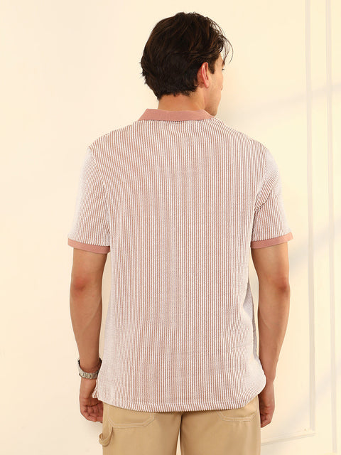 HookdSeersucker-Striped Polo T-Shirt