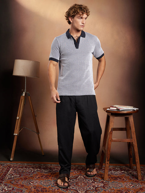 Behookd Contrast-Seersucker Polo T-Shirt