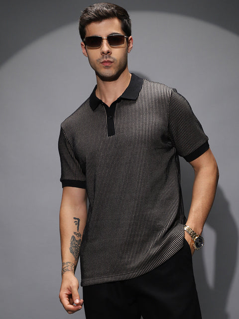 CAHOOT Pinstriped Polo T-Shirt