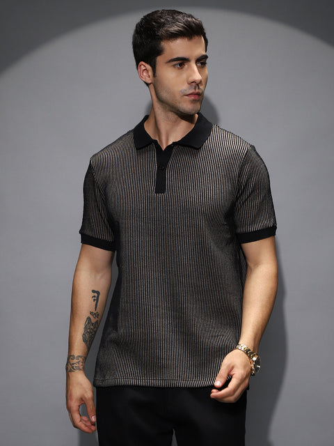 CAHOOT Pinstriped Polo T-Shirt