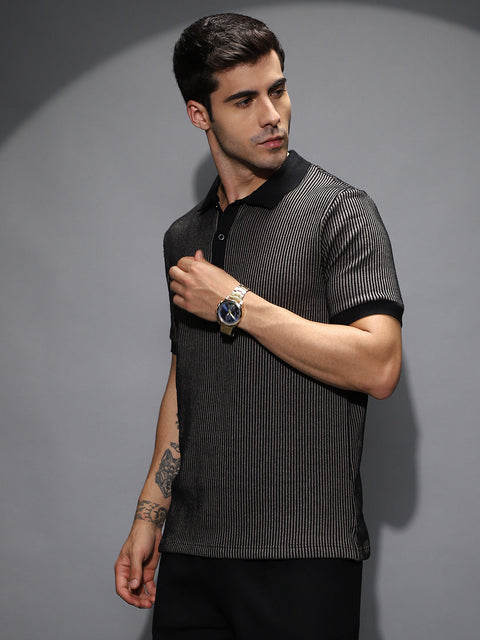 CAHOOT Pinstriped Polo T-Shirt