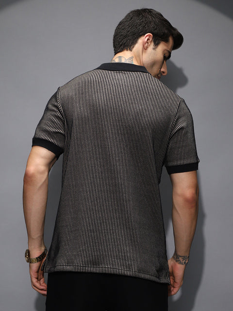 CAHOOT Pinstriped Polo T-Shirt
