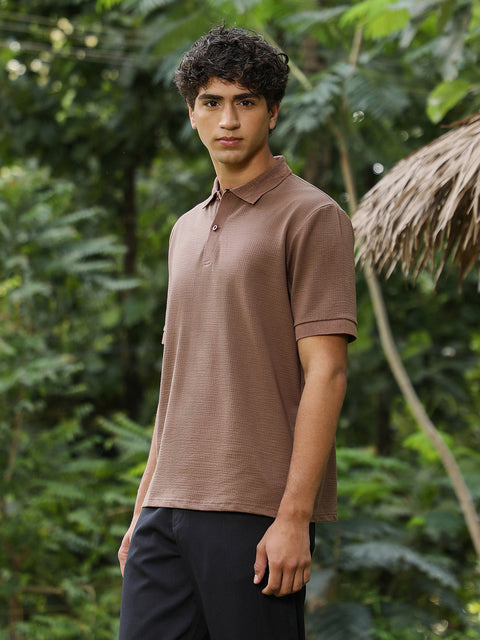 Hooked Seersucker-Jacquard Polo T-Shirt