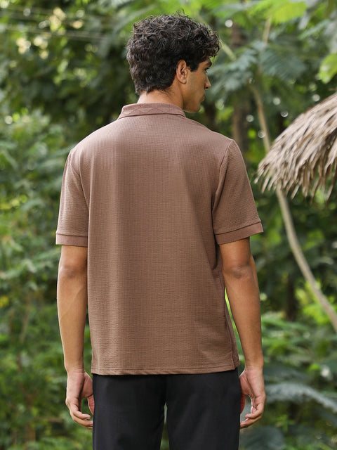Hooked Seersucker-Jacquard Polo T-Shirt