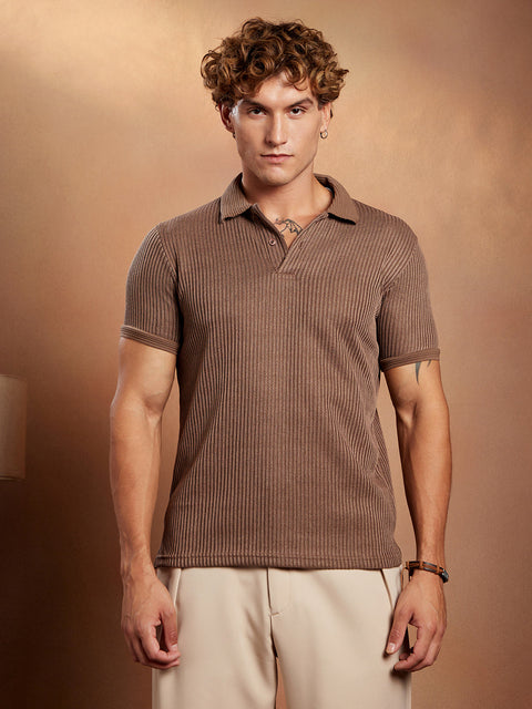 STARCAST Solid Ribbed Polo T-Shirt