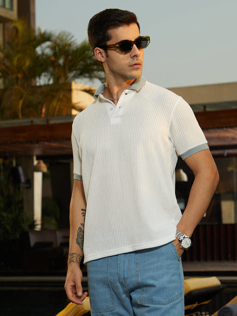 Game Face Contrast Ribbed Polo T-Shirt