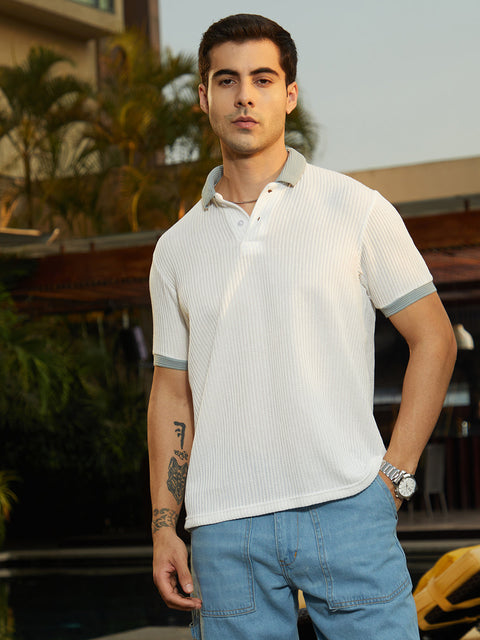Game Face Contrast Ribbed Polo T-Shirt