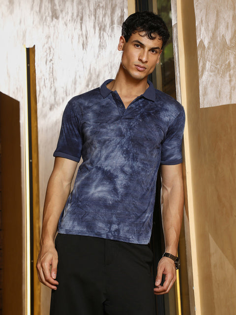 Just Be Dye-Panel Jacquard Polo T-Shirt