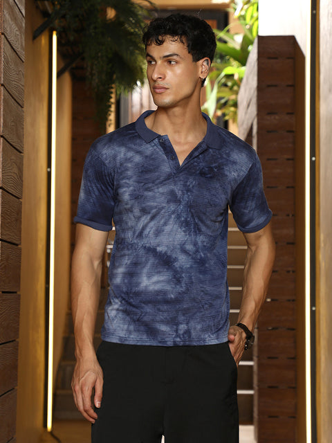 Just Be Dye-Panel Jacquard Polo T-Shirt