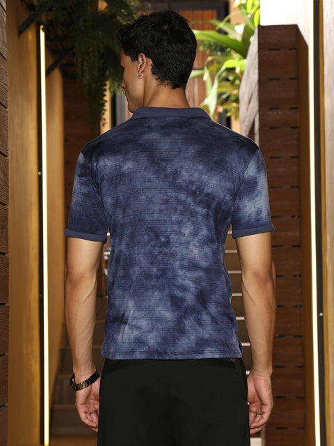 Just Be Dye-Panel Jacquard Polo T-Shirt