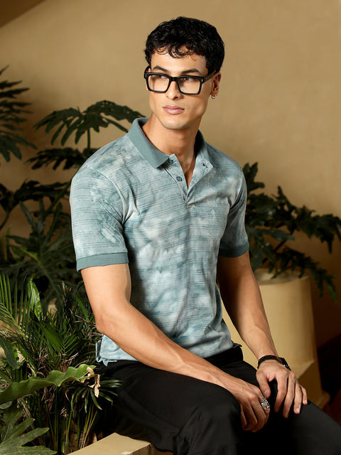 TheOddOnes Dye-Panel Jacquard Polo T-Shirt