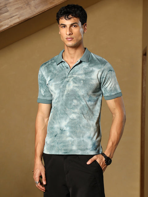 TheOddOnes Dye-Panel Jacquard Polo T-Shirt