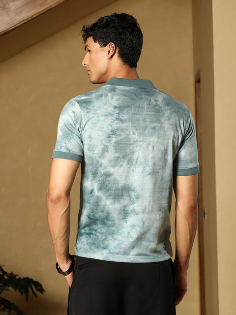 TheOddOnes Dye-Panel Jacquard Polo T-Shirt