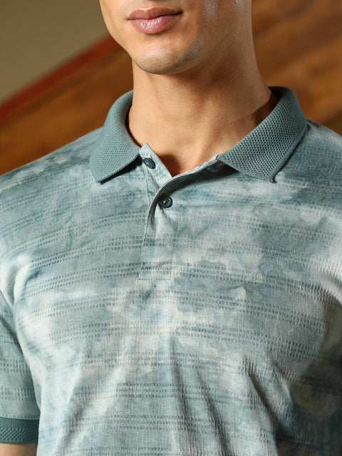 TheOddOnes Dye-Panel Jacquard Polo T-Shirt
