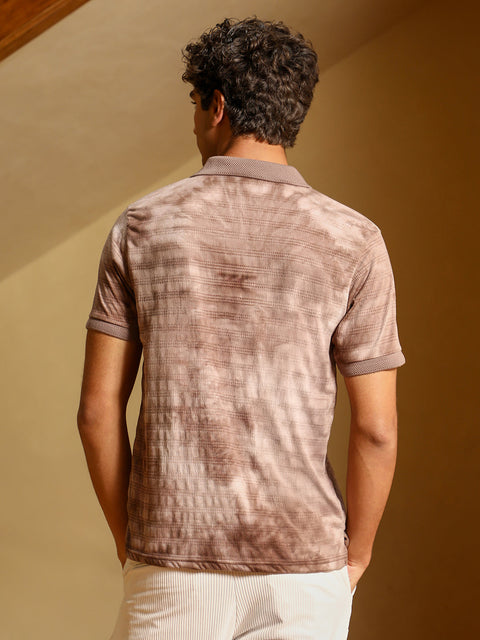TheOddOnes Dye-Panel Jacquard Polo T-Shirt