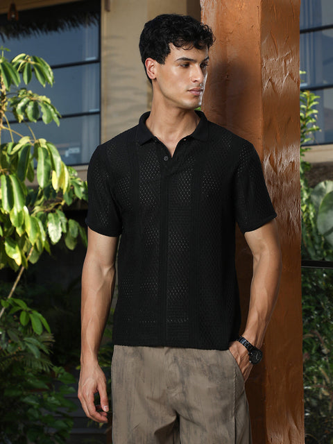 TheOddOnes Marquise-Panel Jacquard Polo T-Shirt