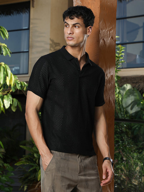 TheOddOnes Marquise-Panel Jacquard Polo T-Shirt