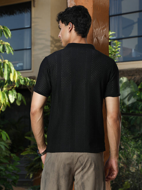 TheOddOnes Marquise-Panel Jacquard Polo T-Shirt