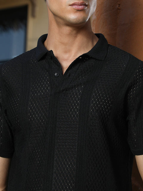 TheOddOnes Marquise-Panel Jacquard Polo T-Shirt