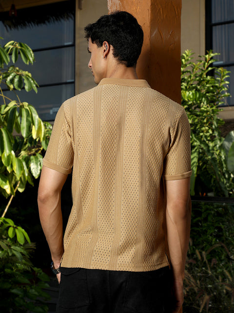 XYNG Marquise-Panel Jacquard Polo T-Shirt