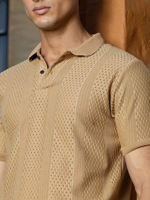 XYNG Marquise-Panel Jacquard Polo T-Shirt