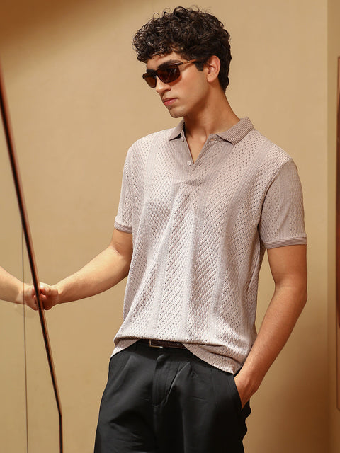 XYNG Marquise-Panel Jacquard Polo T-Shirt