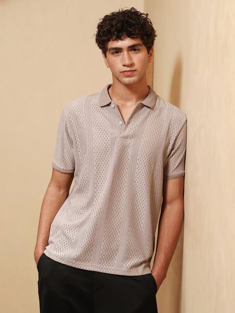 XYNG Marquise-Panel Jacquard Polo T-Shirt