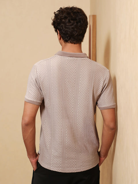 XYNG Marquise-Panel Jacquard Polo T-Shirt