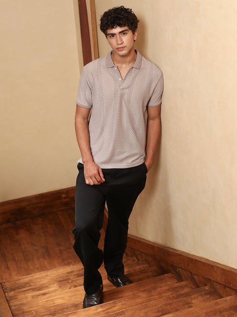 XYNG Marquise-Panel Jacquard Polo T-Shirt