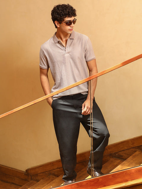 XYNG Marquise-Panel Jacquard Polo T-Shirt