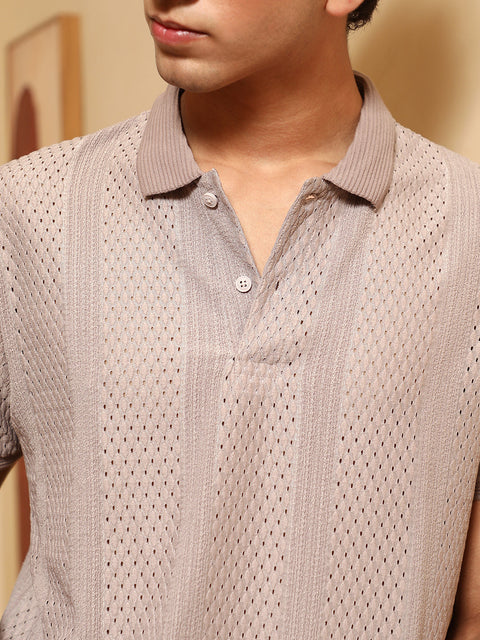 XYNG Marquise-Panel Jacquard Polo T-Shirt