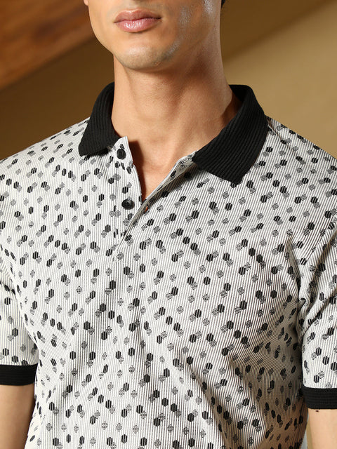 Known Shadowed-Polka Polo T-Shirt