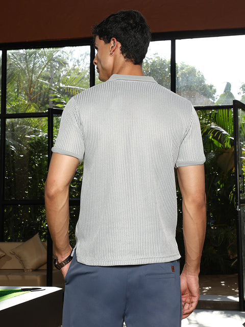 Known Solid Ribbed Polo T-Shirt