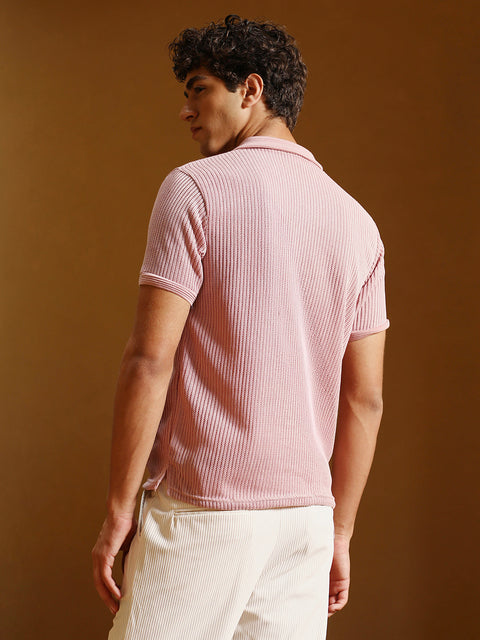 Known Solid Ribbed Polo T-Shirt