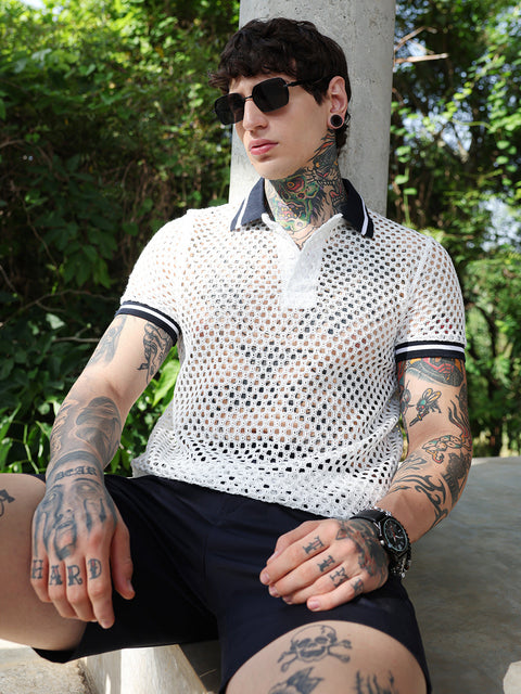 HookdOpen-Knit Block Polo T-Shirt