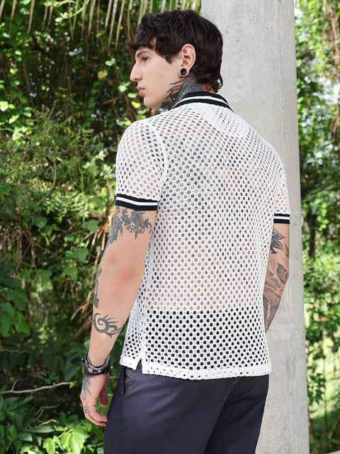 HookdOpen-Knit Block Polo T-Shirt