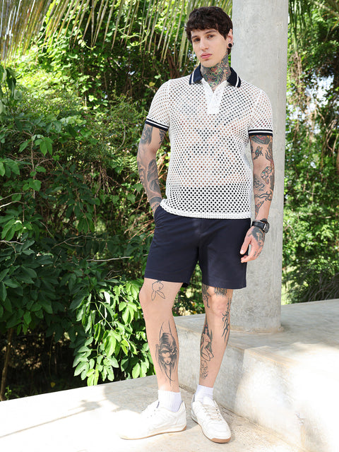 HookdOpen-Knit Block Polo T-Shirt