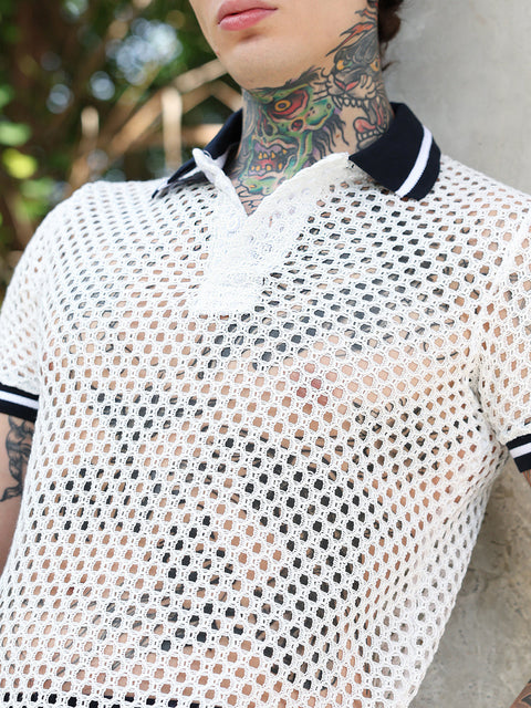 HookdOpen-Knit Block Polo T-Shirt