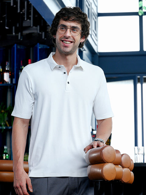 Take Two Men T-Shirt Seamless Ribbed Polo T-Shirt