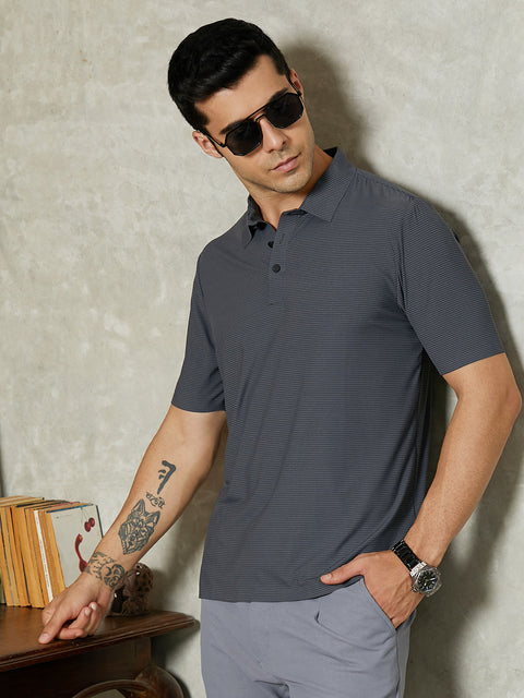 CTRL CLUB Seamless Striped Polo T-Shirt